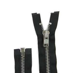 Zipper auto YKK #10, 30" separable, aluminum teeth, 3 / 4" tape width, black 