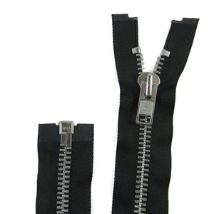 Zipper auto YKK #10, 36" separable, aluminum teeth,3 / 4" tape width, black 