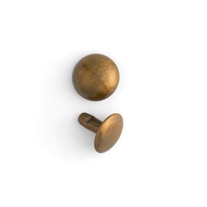 Domed rivets 10mm - 3 / 8" ant. brass (100) 2 parts
