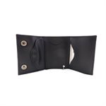 Tri-fold wallet, small side, black leather 