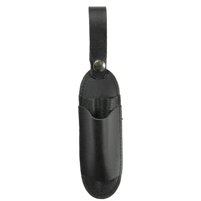Pen holster (2) and scissors, black leather, 