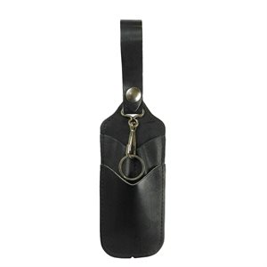 Pen holster, utility knife and keyring chain, black leather, 