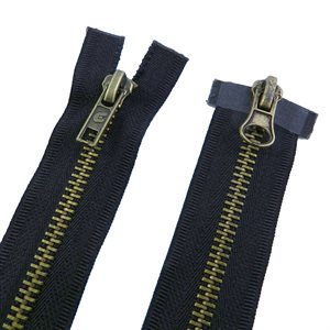 Zipper auto CZP #5, 36" separable, 2-way, ant. brass teeth + COLOR 