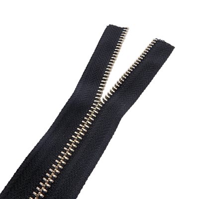 Zipper RL YKK #5 Metal Nickel teeth black tape (mtr)