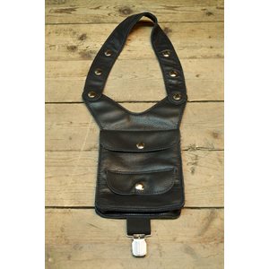 Armpit travel bag, black leather LIQUIDATION