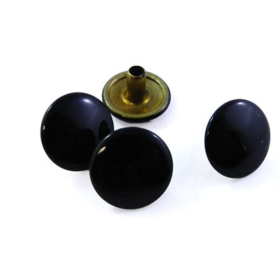 Series 95 snap fasteners (RF) : Cap long post black shinny 