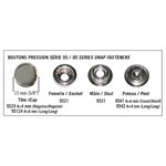 Boutons pression Série 95 (AR) : Poteau tige courte 5 mm nickel