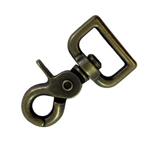 1" swivel scissor snap hook D shape ant. gold (Min. 6)