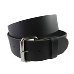 Belt 2" for worker, ungrooved black leather, one size, fits 34" to 38"