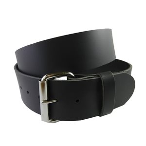 Belt 2" for worker, ungrooved black leather, one size, fits 44" to 46"