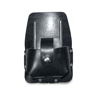 Leather holster 25' measuring tape with pocket and safety tab. 