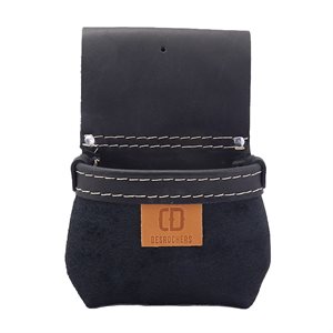 Nail pouch, 1 pocket, black leather