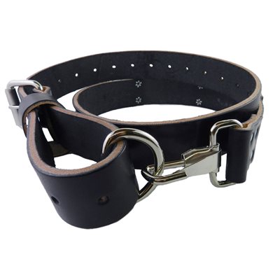 Belt 1-1 / 2" for firefighters, ungrooved black leather