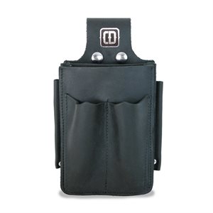 Shipping holster, large pouches, screwdrivers holder, black leather 