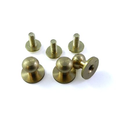 Screwback Button Stud brass gold finish - Head size: 7mm 